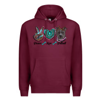 Burgundy peace love pitbull Premium Hoodie - RanaPortraitStore