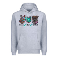 Heather Grey peace love pitbull Premium Hoodie - RanaPortraitStore