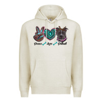 Oatmeal Heather peace love pitbull Premium Hoodie - RanaPortraitStore