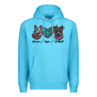 Ocean Blue peace love pitbull Premium Hoodie - RanaPortraitStore