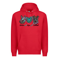 Red peace love pitbull Premium Hoodie - RanaPortraitStore