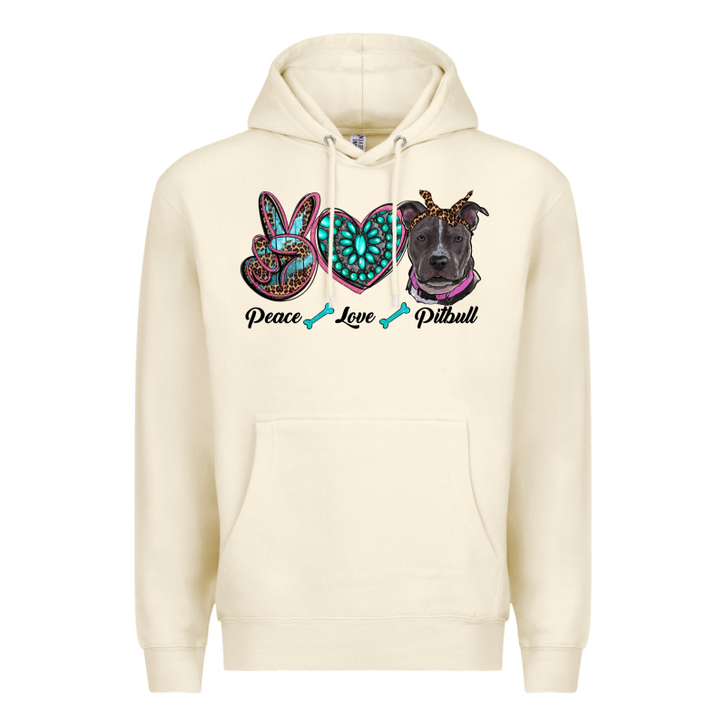 Peace Love Pitbull Premium Hoodie by RanaPortraitStore | Teevron
