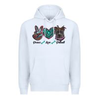 White peace love pitbull Premium Hoodie - RanaPortraitStore