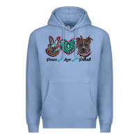 Colony Blue peace love pitbull Premium Hoodie - RanaPortraitStore