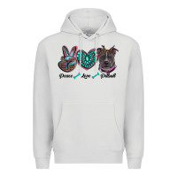 Dove Grey peace love pitbull Premium Hoodie - RanaPortraitStore