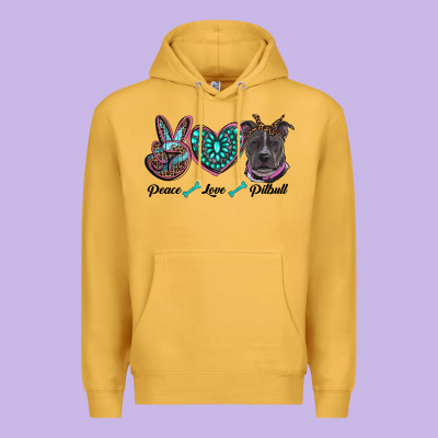 Peace Love Pitbull Premium Hoodie Designed By Ranaportraitstore