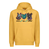 Mustard peace love pitbull Premium Hoodie - RanaPortraitStore