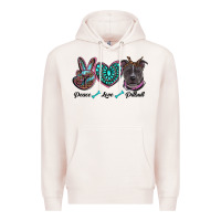 Pale Pink peace love pitbull Premium Hoodie - RanaPortraitStore
