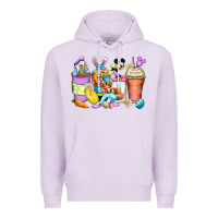 Lilac easter cartoon characters coffee cups Premium Hoodie - Zillion Design Studio