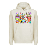 Oatmeal Heather easter cartoon characters coffee cups Premium Hoodie - Zillion Design Studio