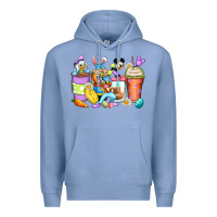 Colony Blue easter cartoon characters coffee cups Premium Hoodie - Zillion Design Studio