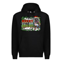 Black merry and bright pitbull with farm Premium Hoodie - RanaPortraitStore