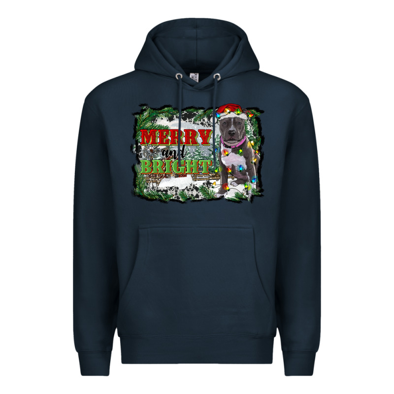 Merry And Bright Pitbull With Farm Premium Hoodie by RanaPortraitStore | Teevron