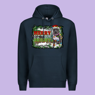 Merry And Bright Pitbull With Farm Premium Hoodie Designed By Ranaportraitstore