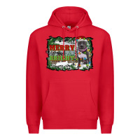Red merry and bright pitbull with farm Premium Hoodie - RanaPortraitStore