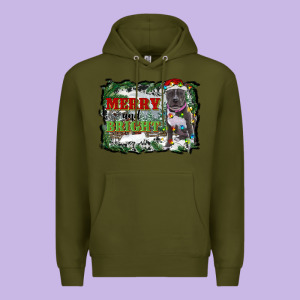 Merry And Bright Pitbull With Farm Premium Hoodie Designed By Ranaportraitstore