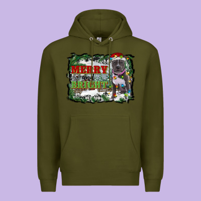 Merry And Bright Pitbull With Farm Premium Hoodie Designed By Ranaportraitstore