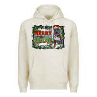 Oatmeal Heather merry and bright pitbull with farm Premium Hoodie - RanaPortraitStore
