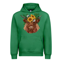 Emerald highland cow with sunflowers Urban Hoodie - RanaPortraitStore