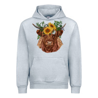 Heather Grey highland cow with sunflowers Urban Hoodie - RanaPortraitStore