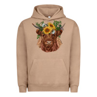 Pigment Burro highland cow with sunflowers Urban Hoodie - RanaPortraitStore