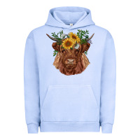 Pigment Grape Ice highland cow with sunflowers Urban Hoodie - RanaPortraitStore