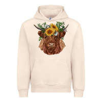 Sandshell highland cow with sunflowers Urban Hoodie - RanaPortraitStore