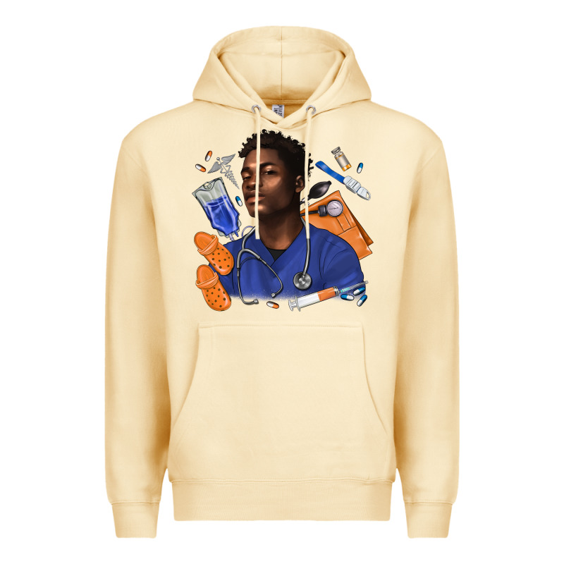 Afro Man Nurse Premium Hoodie by texasbilliewilder | Teevron