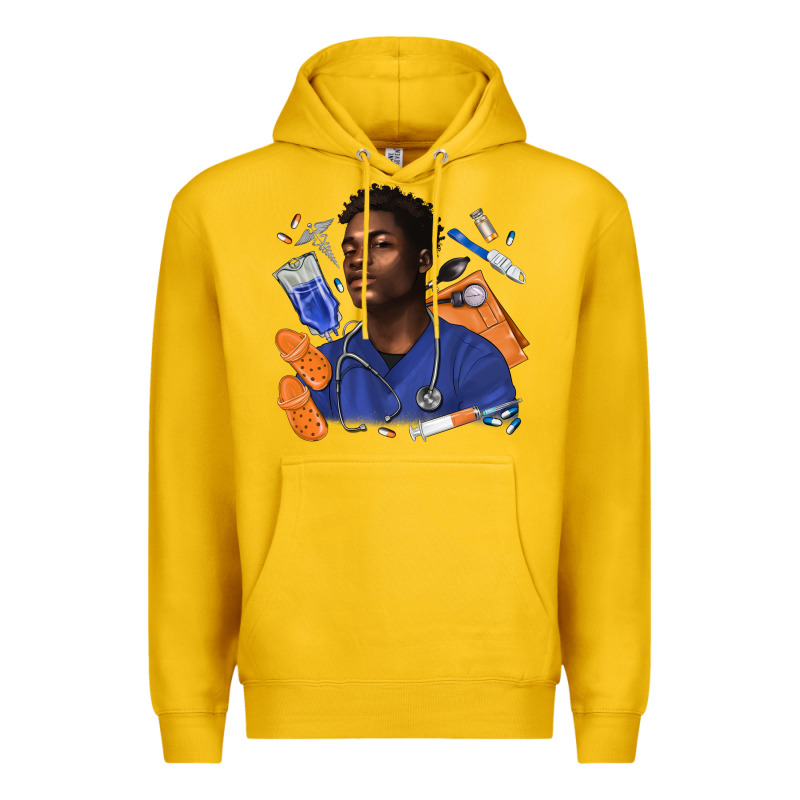 Afro Man Nurse Premium Hoodie by texasbilliewilder | Teevron