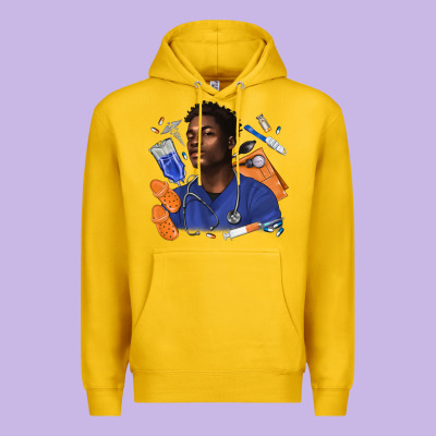 Afro Man Nurse Premium Hoodie Designed By Texasbilliewilder