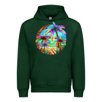 Forest Green summer colorful palms Urban Hoodie - texasbilliewilder