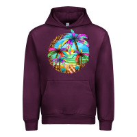Mauve Wine summer colorful palms Urban Hoodie - texasbilliewilder