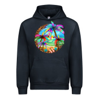 Navy summer colorful palms Urban Hoodie - texasbilliewilder