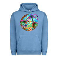 Pigment Pebble Blue summer colorful palms Urban Hoodie - texasbilliewilder
