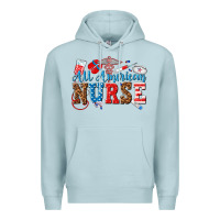 Blue Mist all american nurse Premium Hoodie - texasbilliewilder