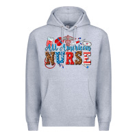 Heather Grey all american nurse Premium Hoodie - texasbilliewilder