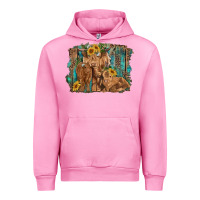 Fuchsia Pink highland cow family cattle and calf with sunflower and turquoise backg Urban Hoodie - RanaPortraitStore
