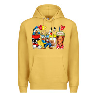 Antique Gold cartoon characters coffee cups Premium Hoodie - Zillion Design Studio