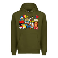 Army Green cartoon characters coffee cups Premium Hoodie - Zillion Design Studio