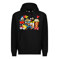 Black cartoon characters coffee cups Premium Hoodie - Zillion Design Studio