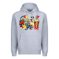 Heather Grey cartoon characters coffee cups Premium Hoodie - Zillion Design Studio