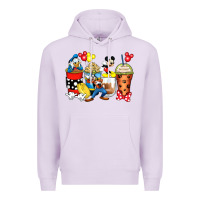 Lilac cartoon characters coffee cups Premium Hoodie - Zillion Design Studio