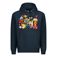 Navy cartoon characters coffee cups Premium Hoodie - Zillion Design Studio