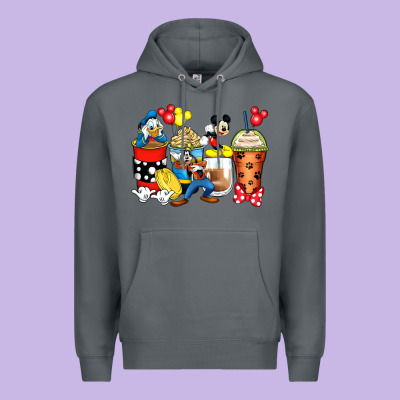 Cartoon Characters Coffee Cups Premium Hoodie Designed By Zillion Design Studio