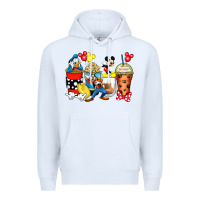 White cartoon characters coffee cups Premium Hoodie - Zillion Design Studio