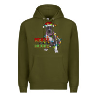 Army Green merry and bright pitbull Premium Hoodie - RanaPortraitStore