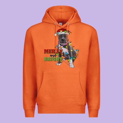 Merry And Bright Pitbull Premium Hoodie Designed By Ranaportraitstore