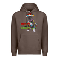 Coffee merry and bright pitbull Premium Hoodie - RanaPortraitStore