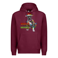 Burgundy merry and bright pitbull Premium Hoodie - RanaPortraitStore