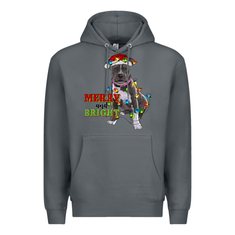 Merry And Bright Pitbull Premium Hoodie by RanaPortraitStore | Teevron